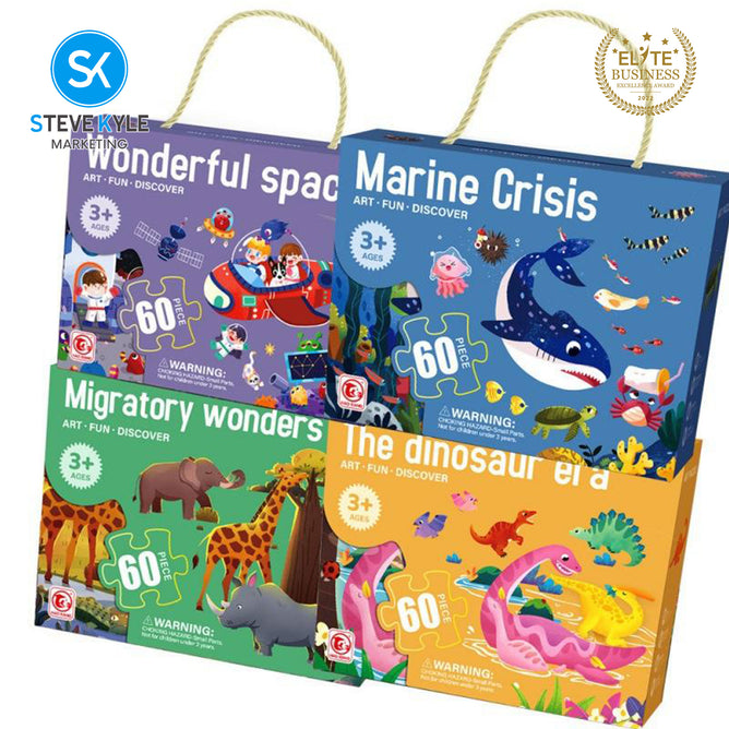 Steve Kyle 48-Piece Cartoon Animal Jigsaw Puzzle Set for Children Early Learning and Development