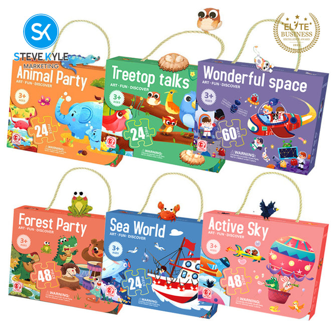 Steve Kyle 48-Piece Cartoon Animal Jigsaw Puzzle Set for Children Early Learning and Development
