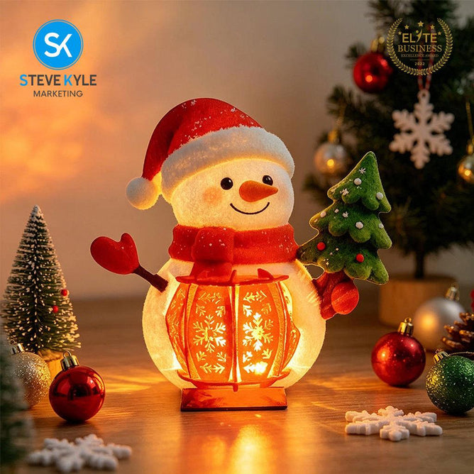 Steve Kyle 3D Wooden Christmas Santa Claus Snowman Santa Sleigh Decorative Lantern Ornament