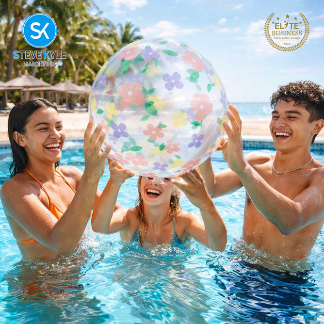 Steve Kyle Sweet Blossom Print Transparent Beach Ball For Water Games Outdoor Play