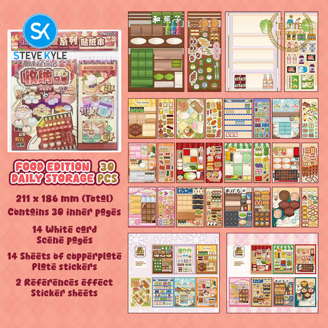Steve Kyle Creative Multi-Scene Decorative Sticker Book With Miniature Town Designs