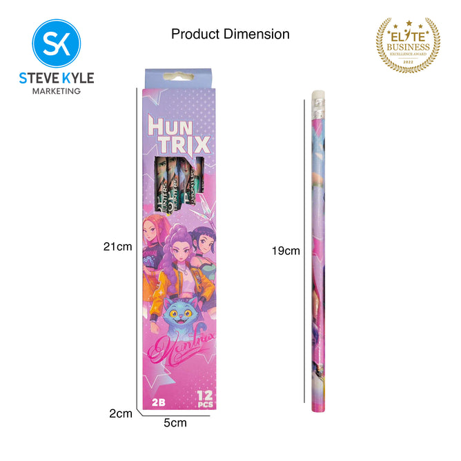 Steve Kyle Twelve Pieces Colorful Girl Group Theme Pencil With Eraser For Party Giveaway Classroom Supplies
