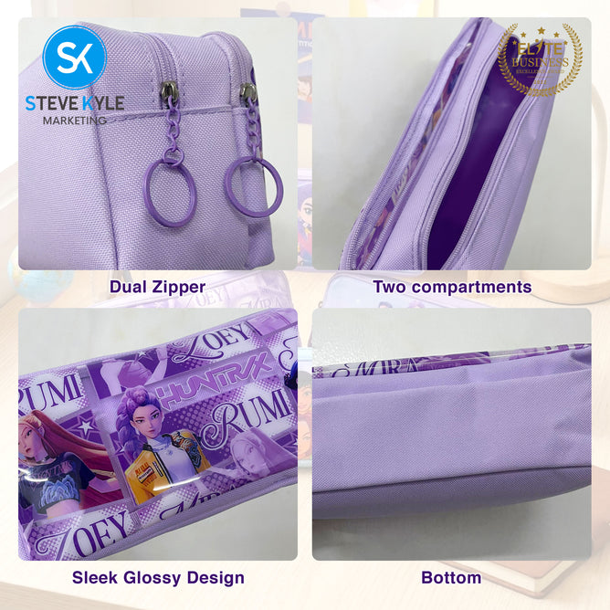 Steve Kyle Colorful Girl Group Theme Sleek Glossy Compact Pencil Case Random Design-Color For Student Stationery Kit