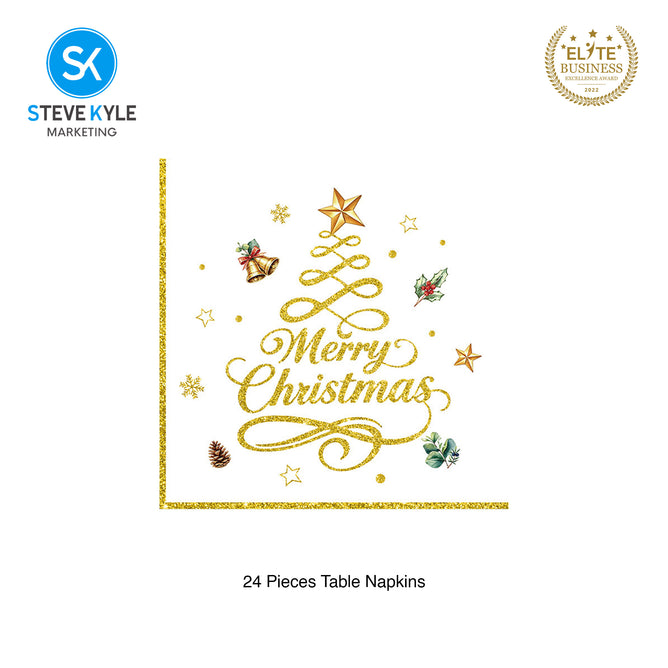 Steve Kyle White Christmas Themed Disposable Paper Plate Cups Napkin Spoon Fork Tableware Set