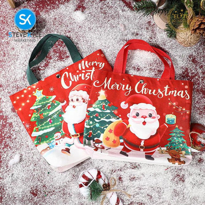 Steve Kyle Soft Fabric Christmas Gift Bag with Santa Tree Design