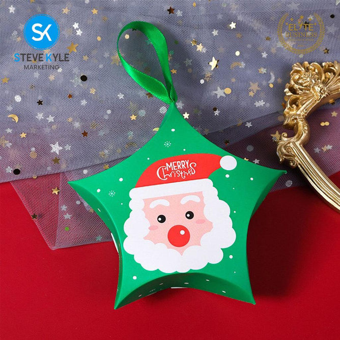 Steve Kyle 10-Piece Star-Shaped Christmas Paper Box with Ribbon for Holiday Gifts Party Giveaways