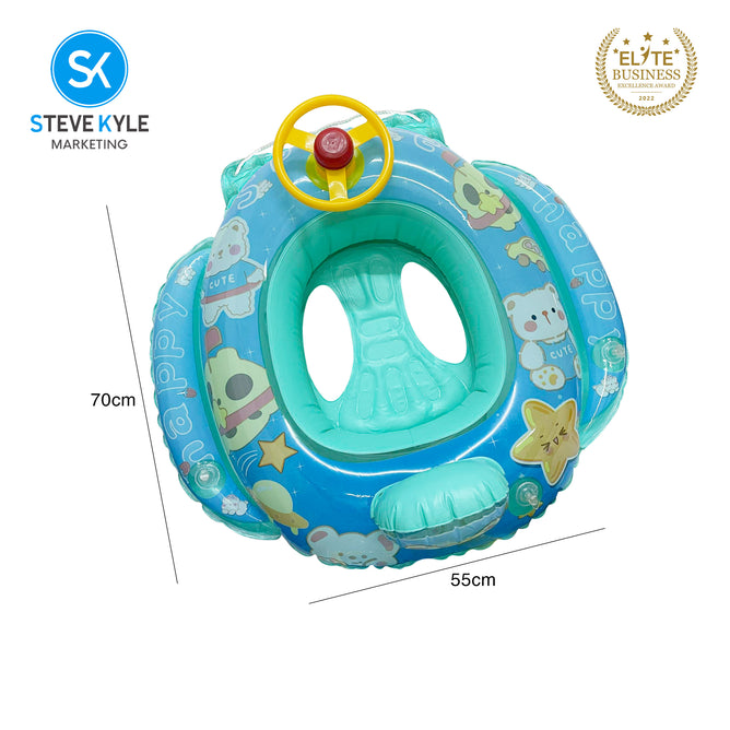 Steve Kyle Inflatable Baby Seat Float With Steering Wheel Car Cute Fantasy Swimming Boat