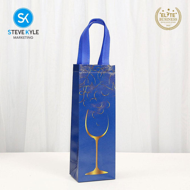 Steve Kyle Merry Christmas Printed Reusable Non-Woven Wine Tote Bag for Holiday Gifts