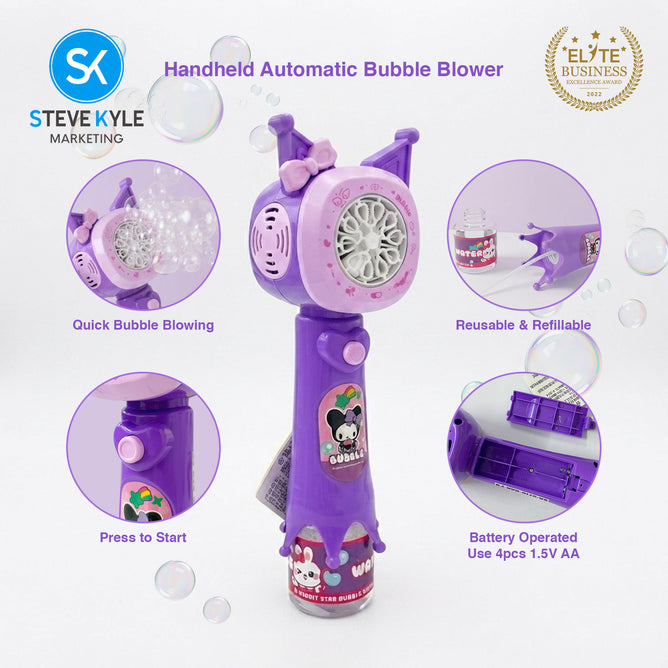 Steve Kyle Handheld Automatic Bubble Blower Toy with Cartoon Design for Kids Party Outdoor Activities
