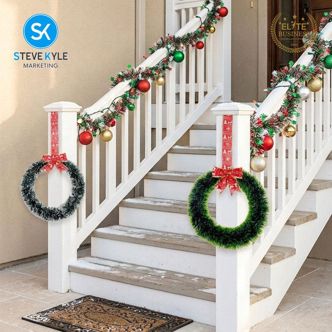 Steve Kyle Festive Christmas Wreath Hanging Decoration with Bowknot