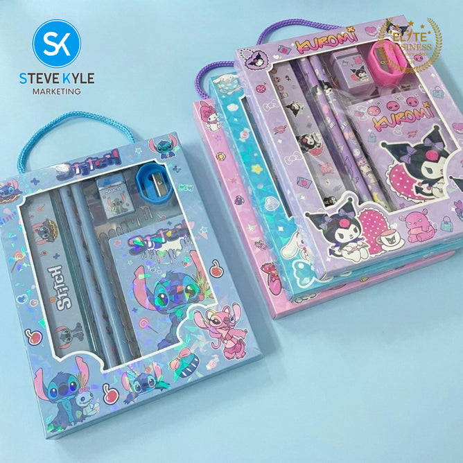 Steve Kyle Fun Character Print Ruler Pencil Eraser Sharpener Set For Party Giveaway Classroom Supplies