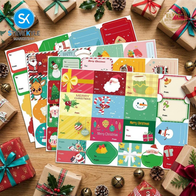 Steve Kyle Merry Christmas Pattern Stickers Greeting Cards with Envelopes for Gift Decoration Party Favors Giveaways