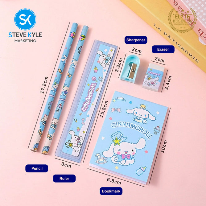 Steve Kyle Fun Character Print Oil Pastel Color Pencil Case Ruler Sharpener Eraser Set For Party Giveaway Classroom Supplies
