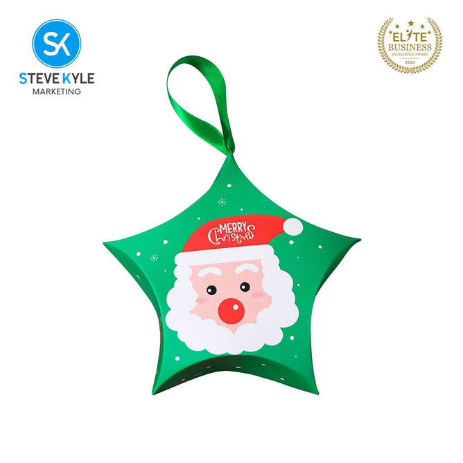 Steve Kyle 10-Piece Star-Shaped Christmas Paper Box with Ribbon for Holiday Gifts Party Giveaways
