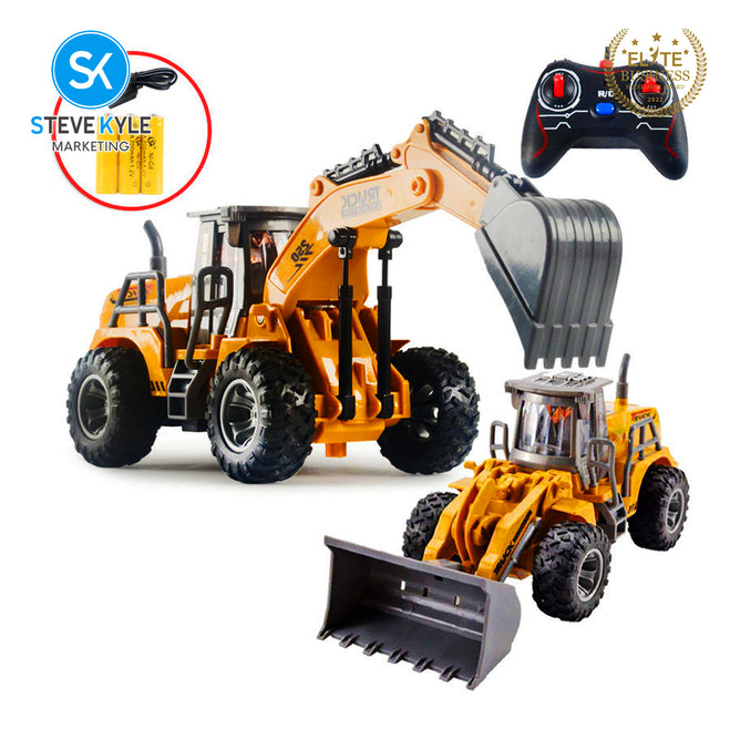 Steve Kyle Battery-Operated RC Construction Equipment Vehicle Collection-Excavator & Loader Truck Toy for Kids