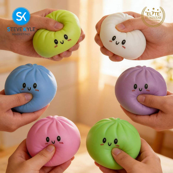 Steve Kyle Simulated Dumpling Squishy Toy Soft Fast Rebound Glitter Face Fidget Squeeze Toy