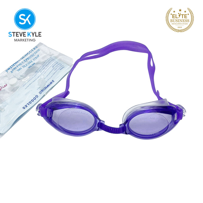 Steve Kyle UV Protection Ergonomic Fit Nubian Nose Piece Adjustable Strap Anti-Fog Swimming Goggles
