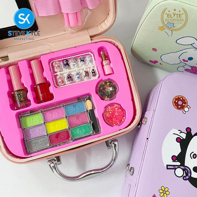 Steve Kyle Washable Girls Makeup Set with Cosmetic Handbag Gift Toy for Kids