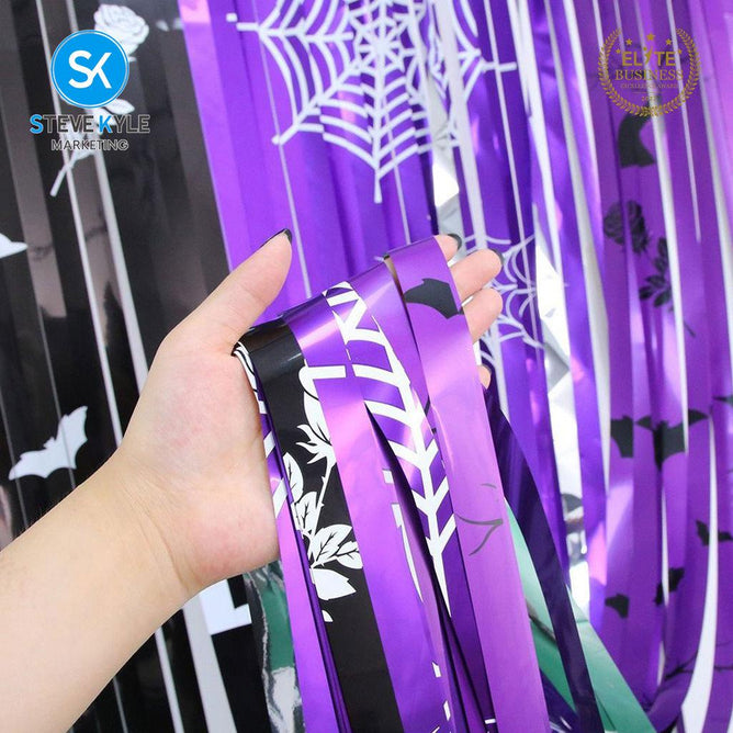 Steve Kyle Halloween Purple and Black Backdrop Curtain Photo Background Hanging Decoration