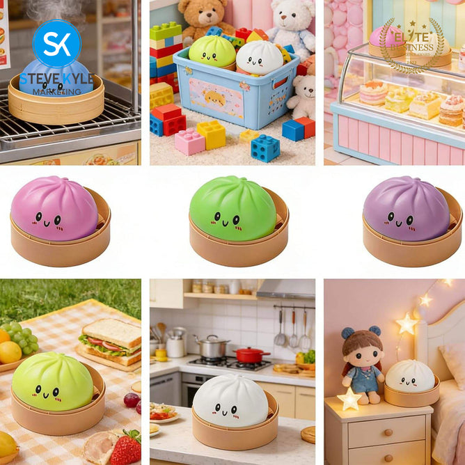 Steve Kyle Simulated Dumpling Squishy Toy Soft Fast Rebound Glitter Face Fidget Squeeze Toy