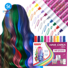Steve Kyle 10 Color Temporary Hair Chalk Pens Washable Dustless Hair Dye Coloring Set