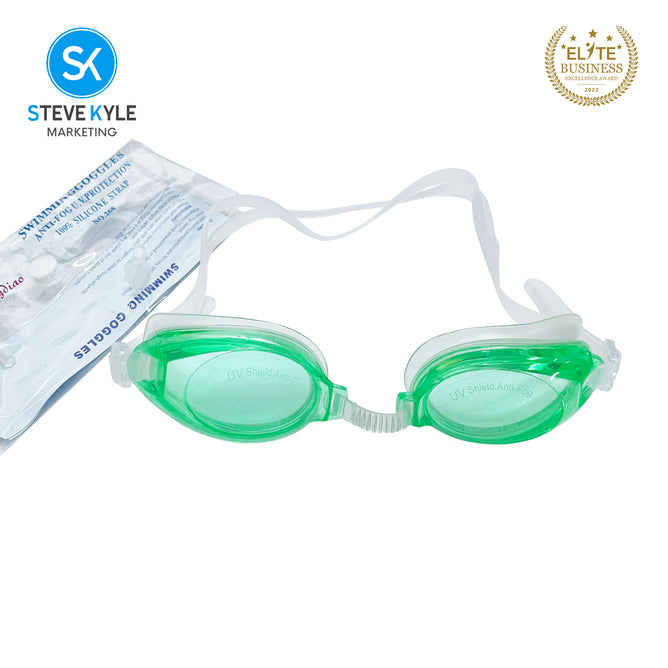 Steve Kyle UV Protection Ergonomic Fit Nubian Nose Piece Adjustable Strap Anti-Fog Swimming Goggles