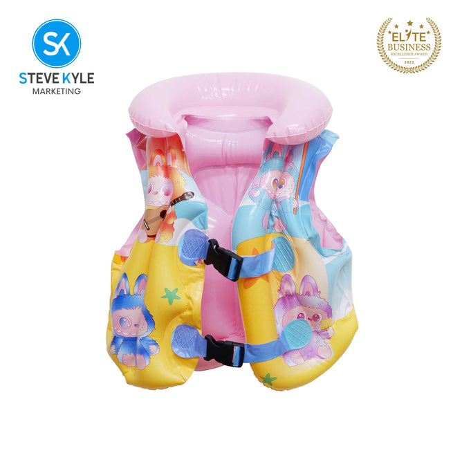Steve Kyle Inflatable Swim Vest Life Jacket Lovable Character Prints For Outdoor Water Fun