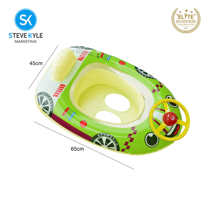 Steve Kyle Inflatable Baby Seat Float With Steering Wheel Racing Car Swimming Boat