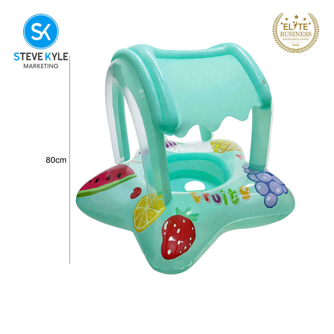 Steve Kyle Inflatable Baby Seat Float With Canopy Star-Shaped Swimming Boat