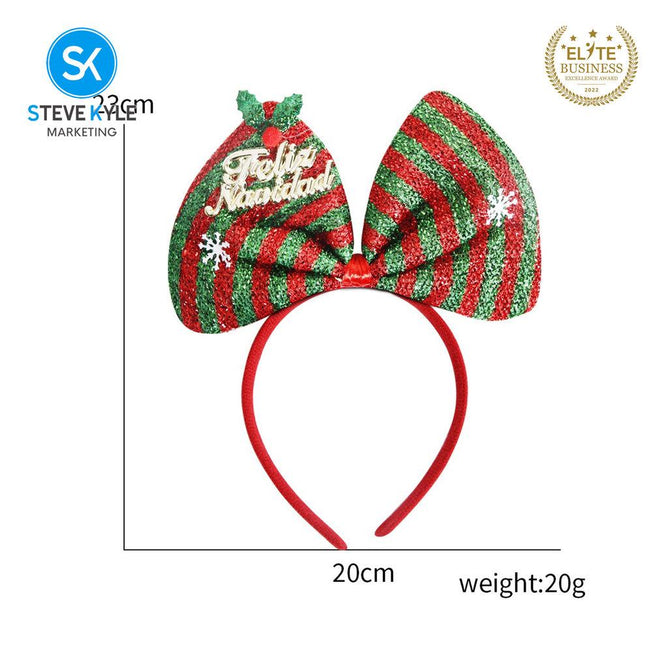 Steve Kyle Festive Felt Christmas Headband with 3D Snowman Santa Claus Bow Hairband for Kids and Adults