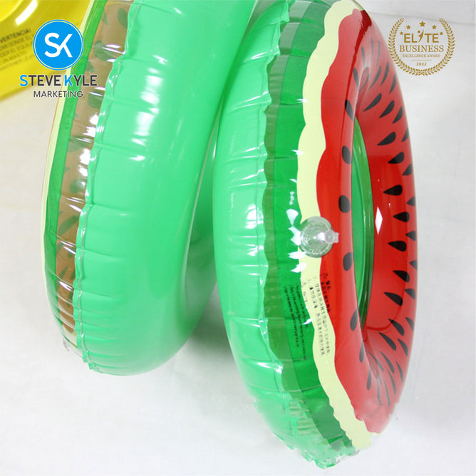 Steve Kyle Inflatable Swim Ring Tropical Watermelon Pattern For Outdoor Water Fun