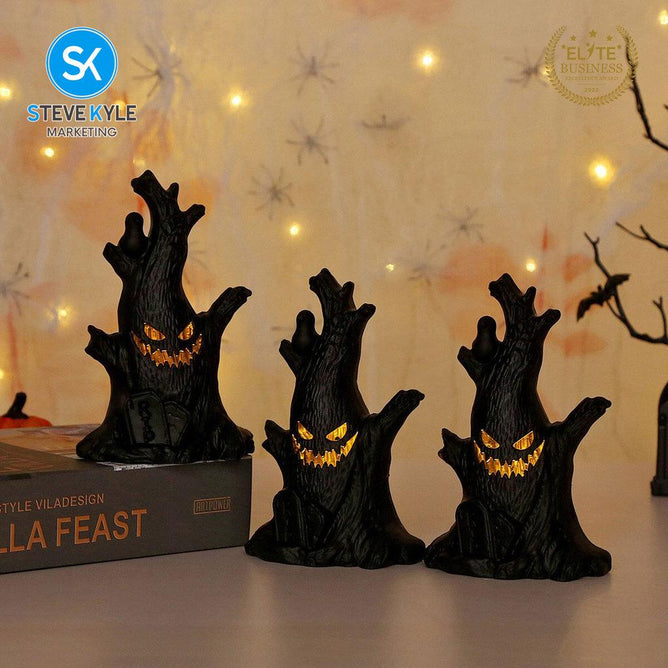 Steve Kyle Halloween Spooky Light-Up Ghost Pumpkin Decorative Display Ornament
