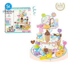 Steve Kyle Kids Pretend Play Dessert Stand Toy Set with Ice Cream Candy Donuts Popsicles