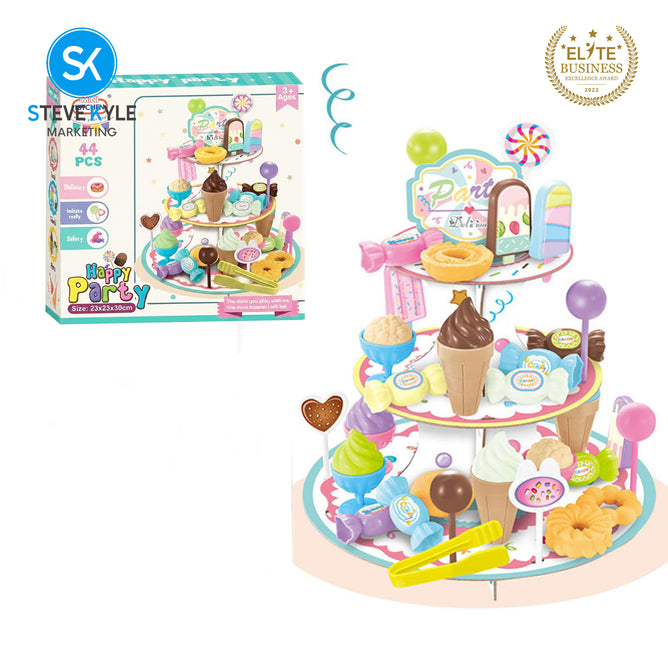 Steve Kyle Kids Pretend Play Dessert Stand Toy Set with Ice Cream Candy Donuts Popsicles