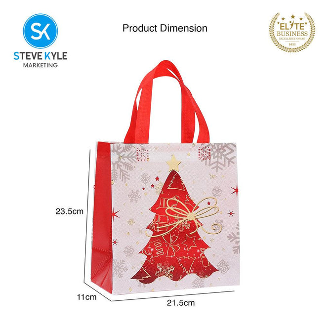 Steve Kyle 4-Piece Christmas Non-Woven Tote Bag Set with Silver Snowflake Design Reusable Shopping Bag