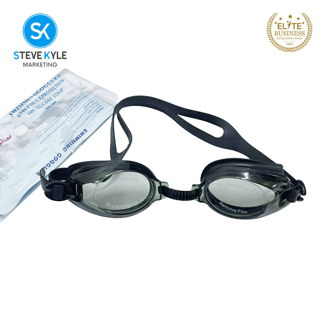Steve Kyle UV Protection Ergonomic Fit Nubian Nose Piece Adjustable Strap Anti-Fog Swimming Goggles