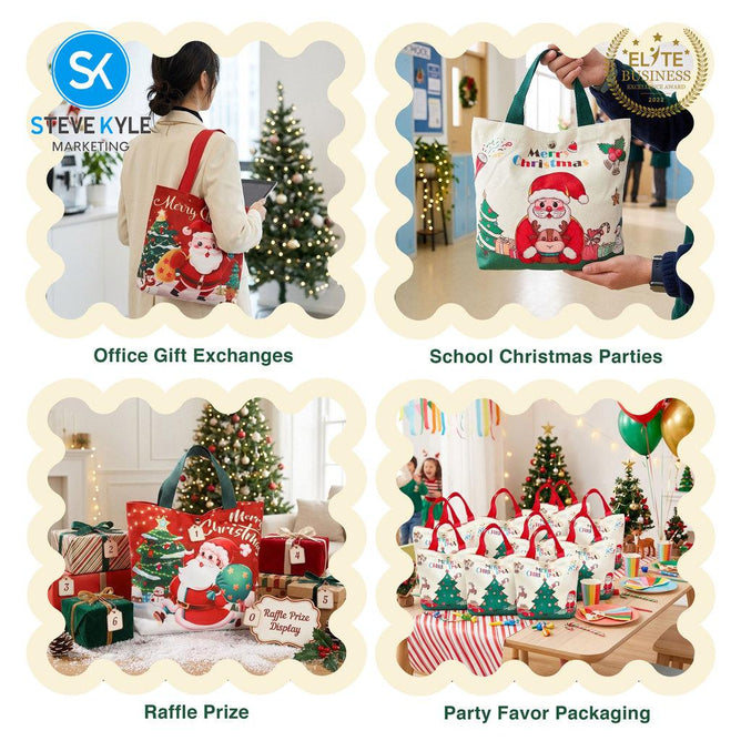 Steve Kyle Soft Fabric Christmas Gift Bag with Santa Tree Design