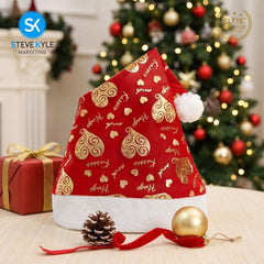 Steve Kyle Festive Snow Heart Christmas Hat with Soft Plush Edge for Parties