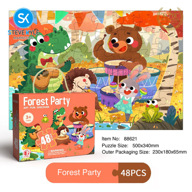 Steve Kyle 48-Piece Cartoon Animal Jigsaw Puzzle Set for Children Early Learning and Development