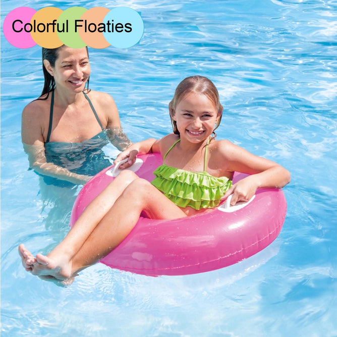 30 Inches Hi-Gloss Tube Inflatables Swim Ring With Handle