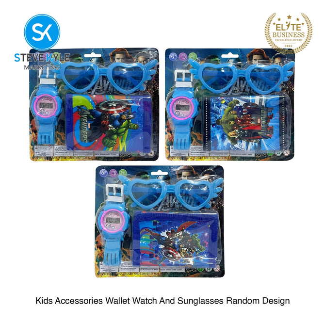 Steve Kyle Cartoon Character Pattern Wallet Watch And Glasses Accessories Set Random Design For Kids Birthday Gift Random Design