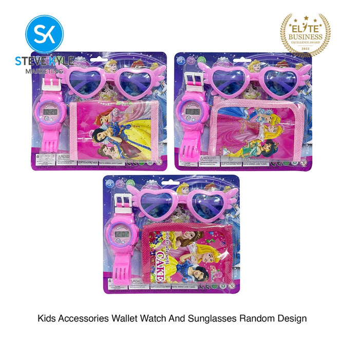 Steve Kyle Cartoon Character Pattern Wallet Watch And Glasses Accessories Set Random Design For Kids Birthday Gift Random Design