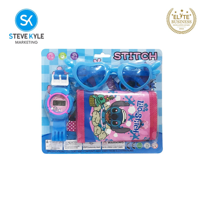 Steve Kyle Cartoon Character Pattern Wallet Watch And Glasses Accessories Set Random Design For Kids Birthday Gift Random Design