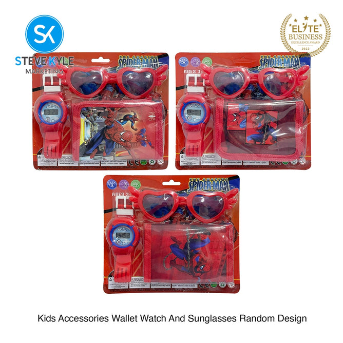 Steve Kyle Cartoon Character Pattern Wallet Watch And Glasses Accessories Set Random Design For Kids Birthday Gift Random Design