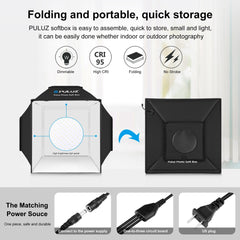 PULUZ PU5042 40cm Folding 72W 5500K Studio Shooting Tent Soft Box Photography Lighting Kit with 4 Colors Backdrops