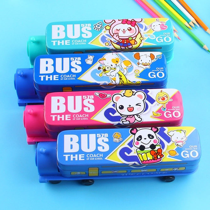 Korean Creative Cartoon Pencil and Sharpener Box Pencil Case Double Layer For Kids