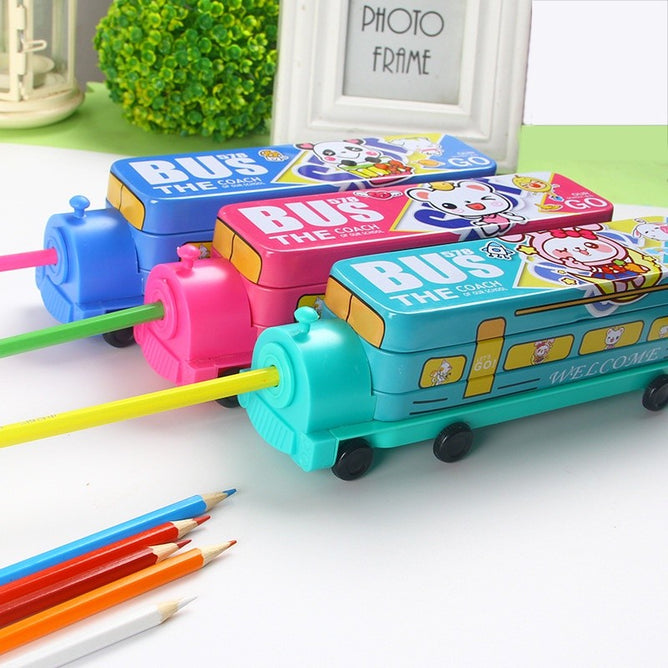 Korean Creative Cartoon Pencil and Sharpener Box Pencil Case Double Layer For Kids