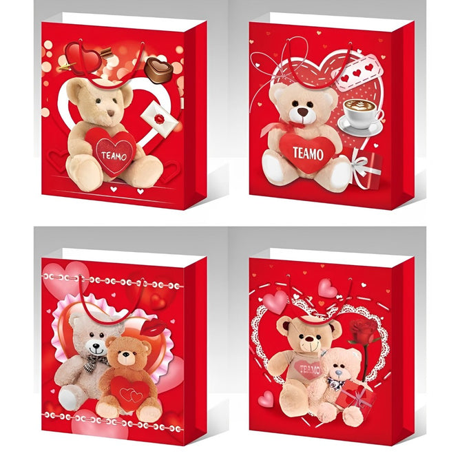 4PCS/SET Gift Bags Love Gift Packaging Bag Thickened Craft Paper Handbag Flat Pocket