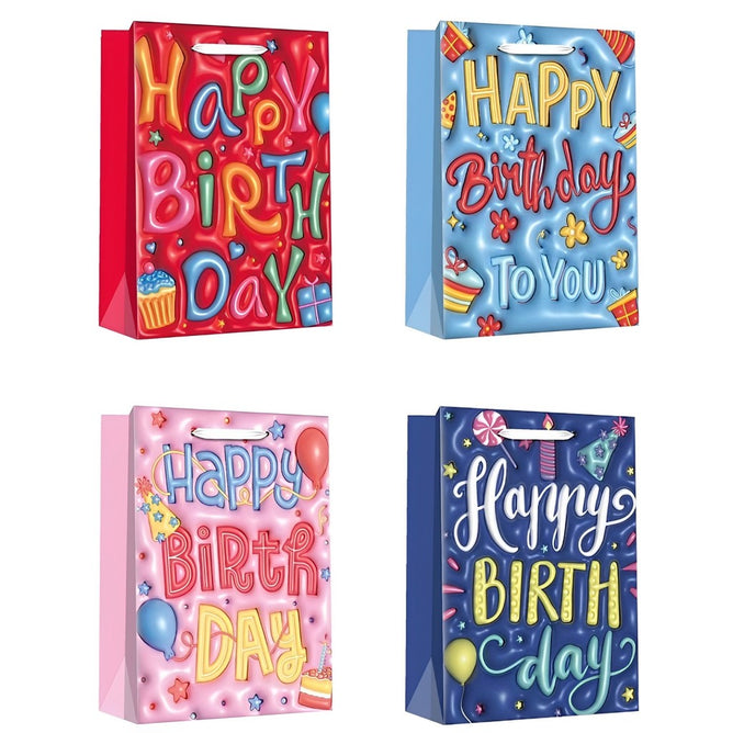 4PCS/SET Birthday Gift Bag Happy Birthday Gift Packaging Bag Cartoon Handbag Thickened Flat Pocket