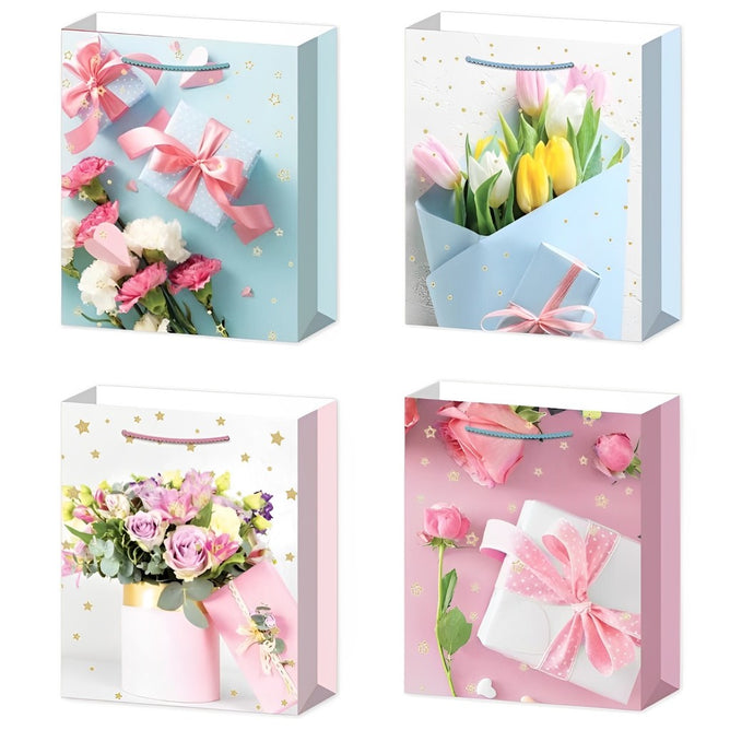 4PCS/SET Gift Bags Love Gift Packaging Bag Thickened Craft Paper Handbag Flat Pocket